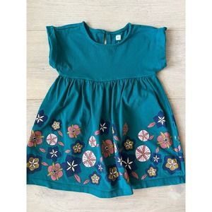 Tea Collection girls dress 2T teal green floral